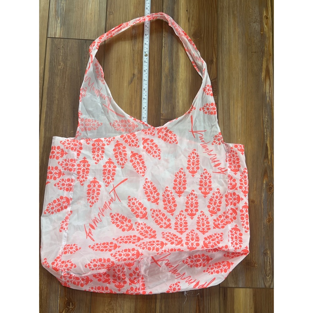 Free‎ People Movement Reusable Tote Bag White Coral Pink Ripstop Nylon Shopper